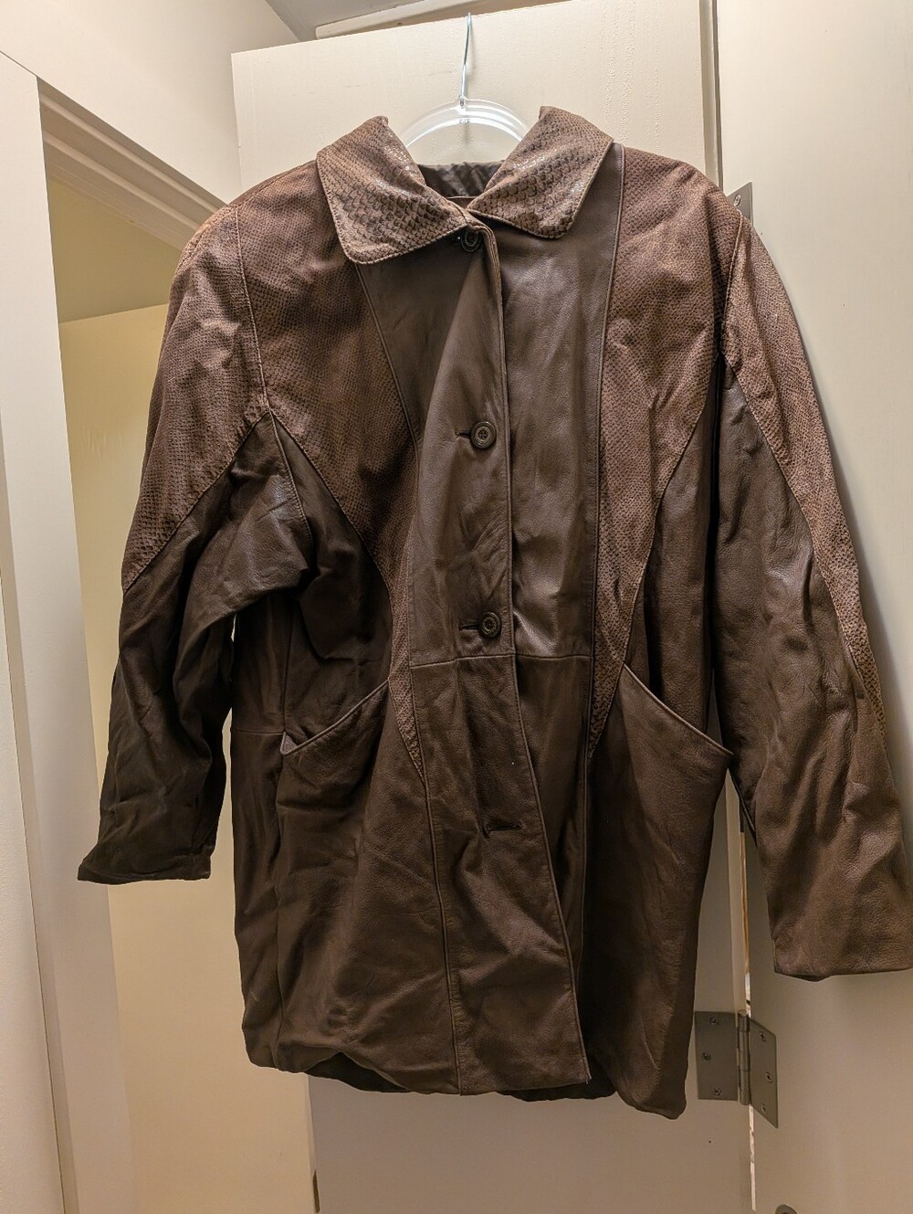 Jacqueline Ferrar Two-Tone Brown Leather Jacket Size L